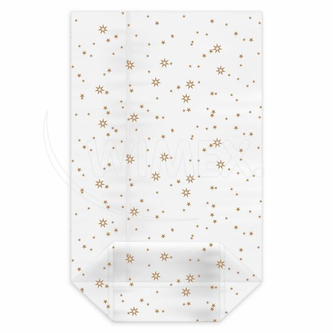 Sáček čirý (OPP) s křížovým dnem Hvězdy zlaté 18 x 30 + 7,5 cm [100 ks]