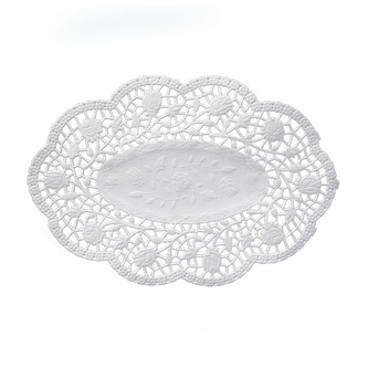 Dekorativní krajka (PAP) oválná bílá 50 x 37 cm [100 ks]