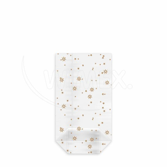 Sáček čirý (OPP) s křížovým dnem Hvězdy zlaté 9,5 x 16 + 4 cm [100 ks]