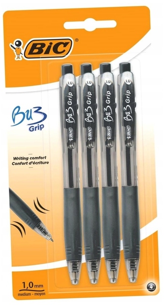Długopis automatyczny BU3 Grip czarny blis. 4szt., BiC