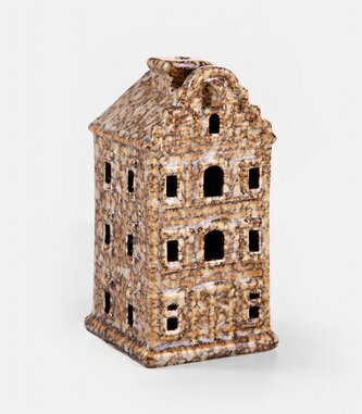 LED dům | CRISPO | keramika hnědá | 7x7x14 cm | 706783