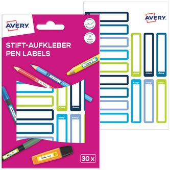 Naklejki na długopisy niebiesko-zielone 50x10mm, Avery