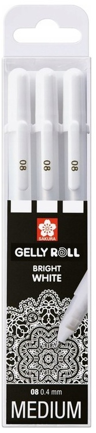 Długopisy żelowe Gelly Roll kpl. 3 szt.08 biały POXPGBWH3, Sakura