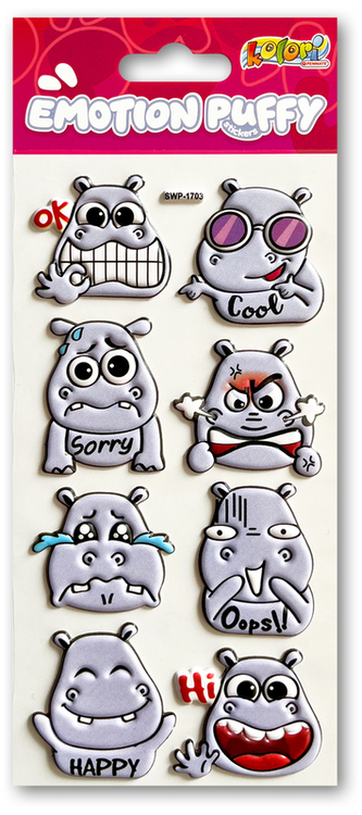 Naklejki Puffy Emotion Hippo SWP-1703 Kolori, Penmate