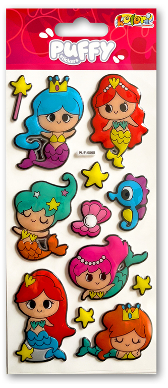 Naklejki Puffy Happy Mermadis PUF-5808 Kolori, Penmate