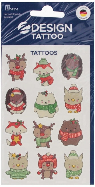 Tatuaże bożonarodzeniowe dla dzieci - zwierzęta, Avery