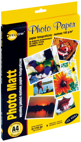 Papier foto A4 140g matowy 20ark., Yellow One