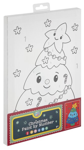 Malování na plátno podle čísel, 30x20 cm, vánoční stromeček