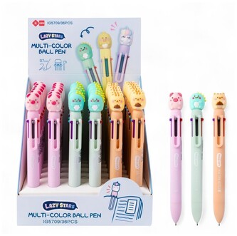 Długopis kulkowy Mulit-Color Dino/Świnka/Wiewiórka, Squishy