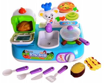 Zestaw kuchenny niebieski + 2 steki