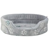 Pelech JIMMY Soft oválný, měkký plyš, světlešedý s tlapkami - 55 x 45cm