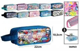 Piórnik trzykomorowy z uchwytem MIX