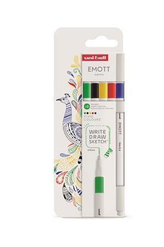 Fineliner "Emott Vivid", 5 různých barev, 0,4 mm, UNI 302422267