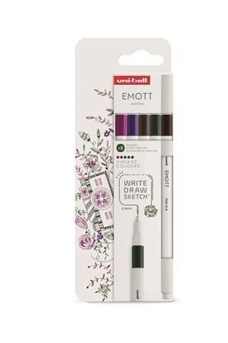 Fineliner "Emott Vintage", 5 různých barev, 0,4 mm, UNI 302422266