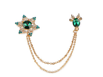 Brož / spona dragoun s broušenými kamínky - 1 ks - 2 zelená smaragdová