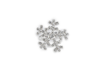 Brož s broušenými kamínky vločka - 1 ks - crystal stříbrná
