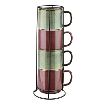 EVIE Komplet 4 kubków na stojaku 400ml