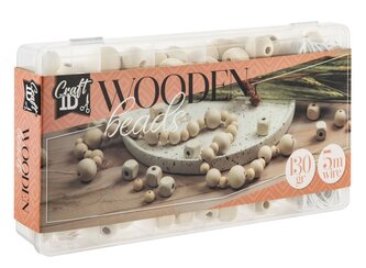 Dřevěné korálky 130g, přírodní