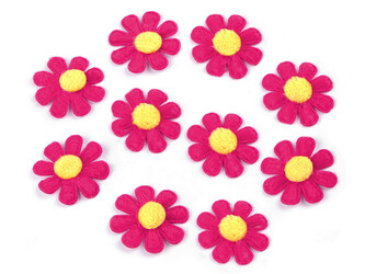 Květ z filcu Ø2,7 cm - 20 ks - 4 růžová malinová