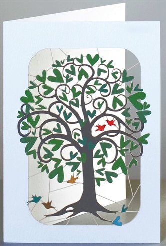 Karnet PM243 wycinany + koperta Zielone drzewo