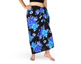 Sarong - Pareo REN, Hibis, černý, modrý květ, var. B