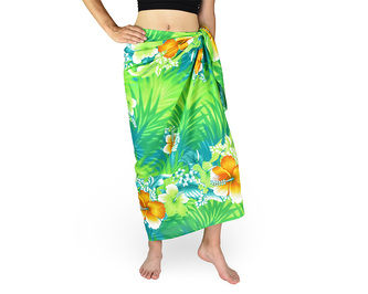 Sarong - Pareo REN, ibišek malý, zelená