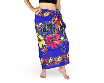 Sarong - Pareo REN, multicolor ibišek, tm. modrá Sarong - Pareo REN, multicolor ibišek, tm. modrá