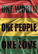 Plakát, Obraz - Rasta Flag - One Love, 59.4 × 84.1 cm