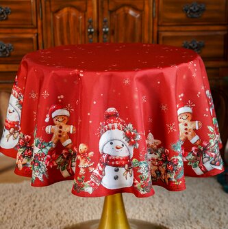 Vánoční ubrus na stůl XMAS PARTY červená O 130 cm Mybesthome