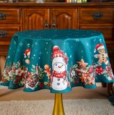 Vánoční ubrus na stůl XMAS PARTY zelená O 130 cm Mybesthome