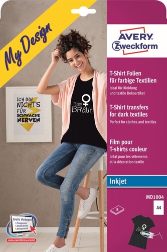 Avery Zweckform MD1004 Nažehlovací fólie pro Inkjet, 8 archů, na tmavý a barevný textil