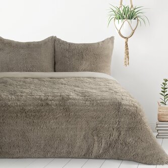 Flanelové povlečení se strukturou chlupatého kožíšku MYSTERY béžová 1x 220x200 cm, 2x povlak 70x80 cm MyBestHome