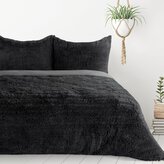 Flanelové povlečení se strukturou chlupatého kožíšku MYSTERY černá 1x 220x200 cm, 2x povlak 70x80 cm MyBestHome