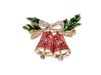Vánoční brož s broušenými kamínky - 1 ks - 3 červená