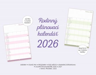 Rodinný plánovací kalendář 2026 - prázdný