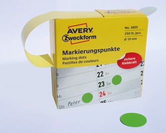 Avery Zweckform 3855 Samolepicí body Ø 19 mm, 250 ks, světle zelené