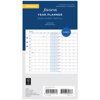 Filofax, Plánovací Kalendář 2026 osobní, horizontální, AJ