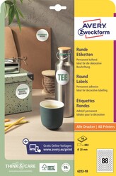 Avery Zweckform 6222-10 Kulaté etikety Ø 20 mm, 880 ks, 10 archů A4, bílé