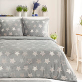 Flanelové povlečení STARS šedá 1x 220x200 cm, 2x povlak 70x80 cm MyBestHome