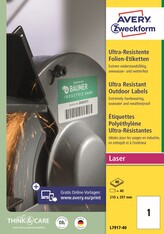 Avery Zweckform L7917-40 Ultra odolné etikety A4, 40 ks, 40 archů A4, bílé, PE