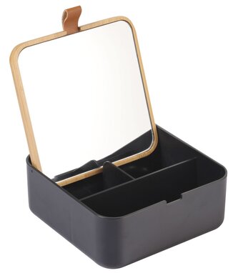 Spirella šperkovnice se zrcadlem ALAIS, černá, plast, bambus