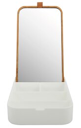 Spirella zrcadlo se šperkovnicí ALAIS, bílá, plast, bambus, 13 x 22 cm