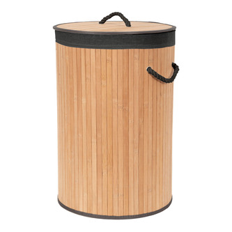 Compactor skládací koš na prádlo BAMBOO, 75 L, kulatý, 40 x 60 cm, bambus, černá látka Compactor skládací koš na prádlo BAMBOO, 75 L, kulatý, 40 x 60 cm, bambus, černá látka