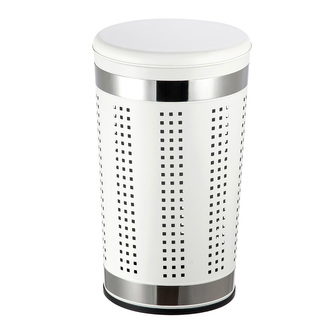 MSV koš na prádlo, s polstrovaným víkem, bílý, ocel, 46 L