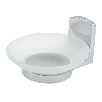 Spirella nástěnný držák s mýdlenkou TAKU, matná bílá, sklo, lesklá chromovaná ocel