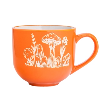 Hrnek keramický 700ml dek.hřiby oranžový