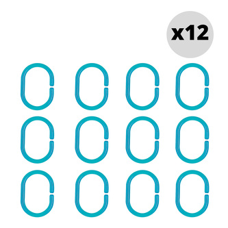 Spirella sada 12 ks kroužků na sprchové závěsy C-MINNOR, světle modrá, SAN plast