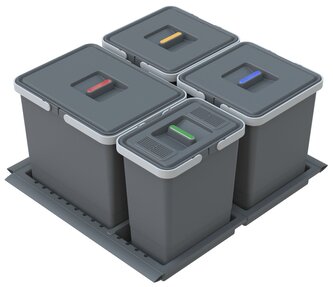 Vestavný odpadkový koš Elletipi METROPOLIS - výsuvný, 15+10+10+6 L, PTC28 06050 2F