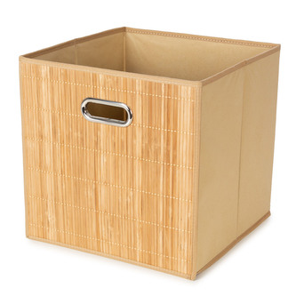 Compactor úložný košík ANJI - L, bambusový s látkou, 31 x 31 x 31 cm, přírodní