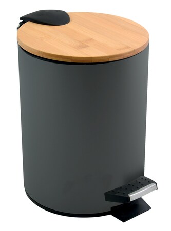 Spirella pedálový odpadkový koš ADONIS, tmavě šedá, ocel, bambusové víko, 3 L